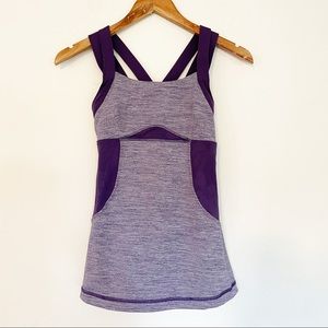 Lululemon Purple Strappy Athletic Padded Bra Tank Top size 6